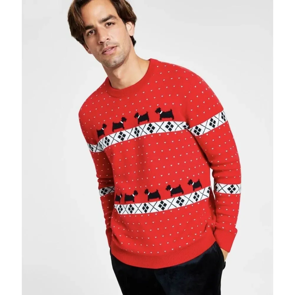 Charter Club‎ Sweater Men's Size Small Scottie Dog Holiday